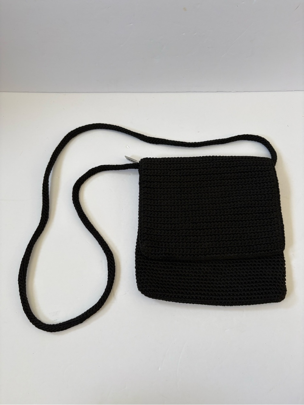 The Sak Josie Crochet‎ Woven Mini Crossbody Bag Purse Boho Hippie Festival Black